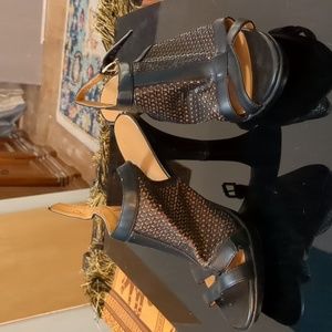 black heeled sandals